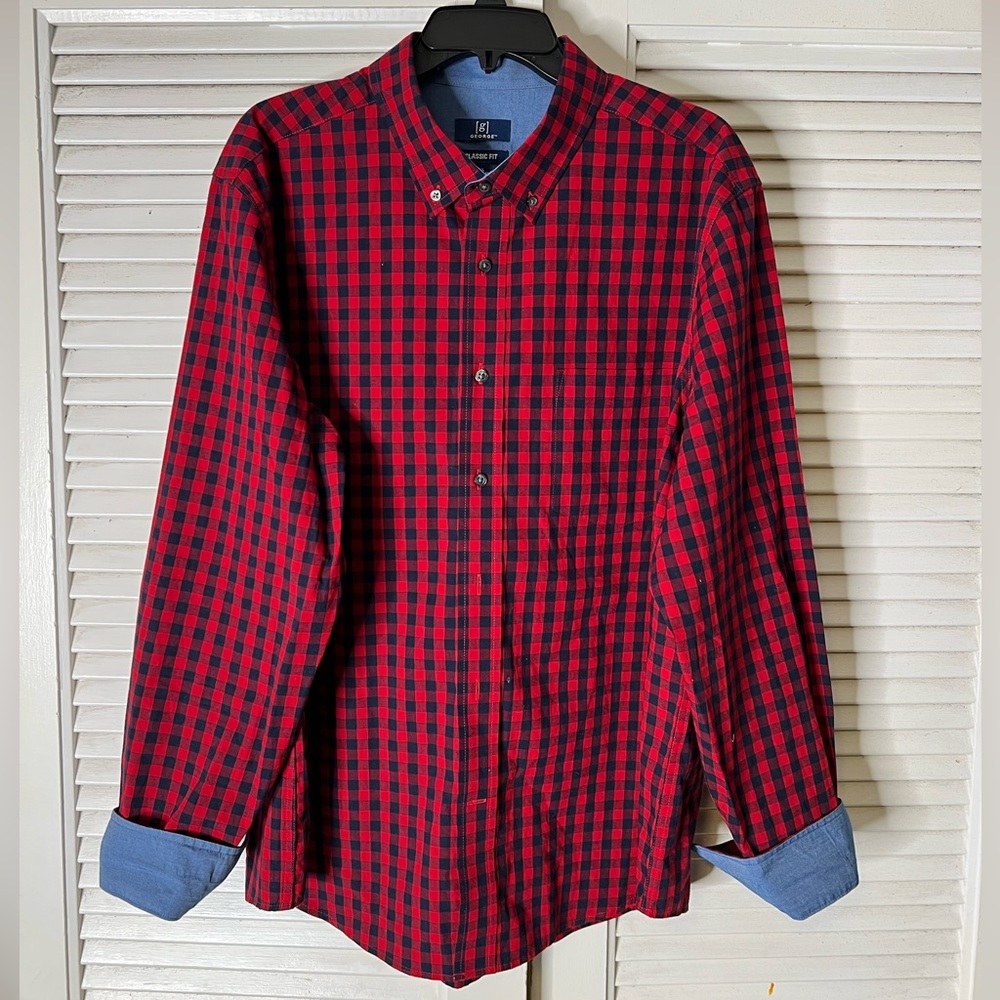 Casual Button Down | Classic Fit |Red/Blue |